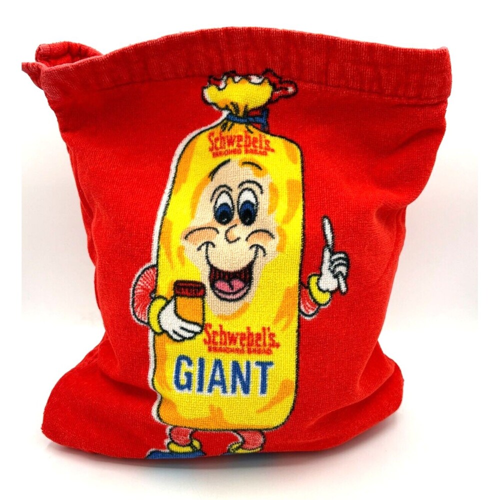 Schwebels Bread Mascot Beach‎ Towel In a Bag Cotton Hilasal 100% Cotton Vintage